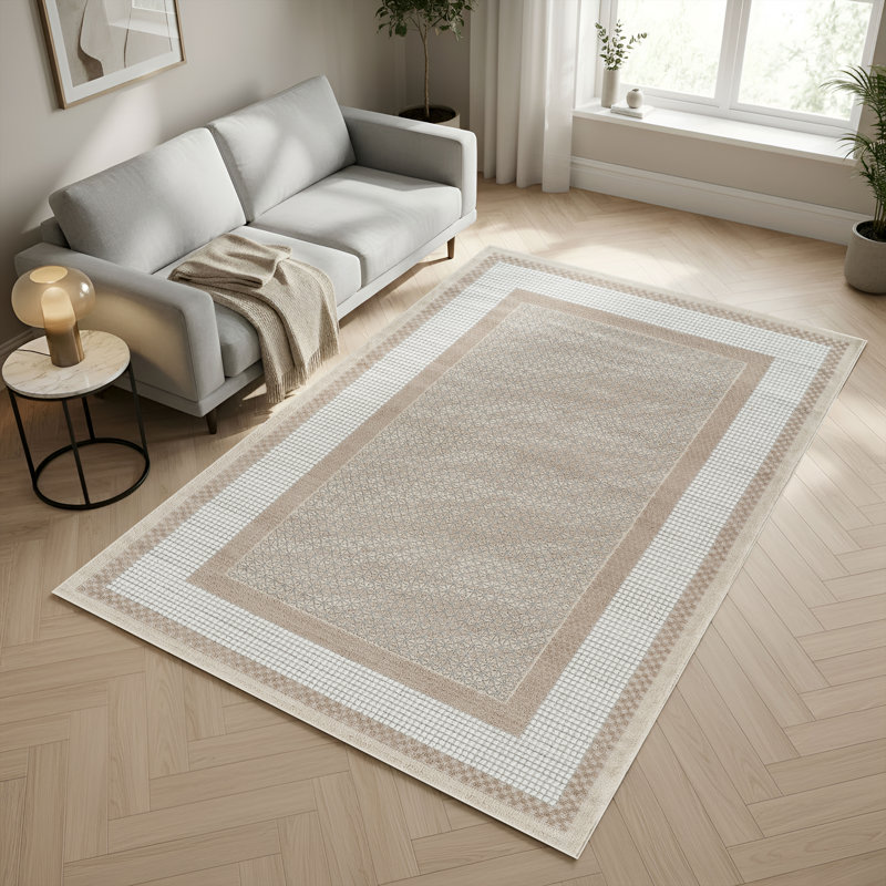 Whitney Beige & Gray Geometric High-Low Modern Rug, Beige/Gray, 8'9" x 11'10"