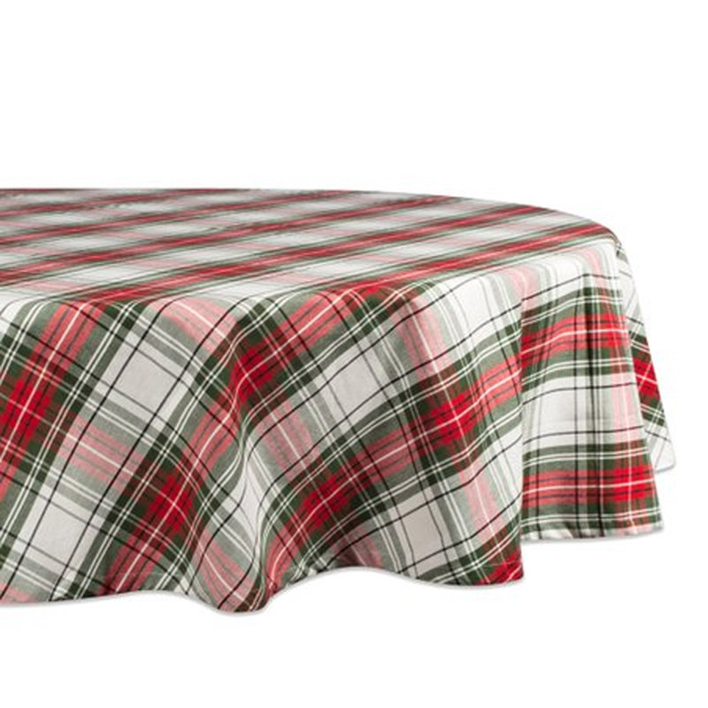 Varnum Plaid Tablecloth, 72" W Round