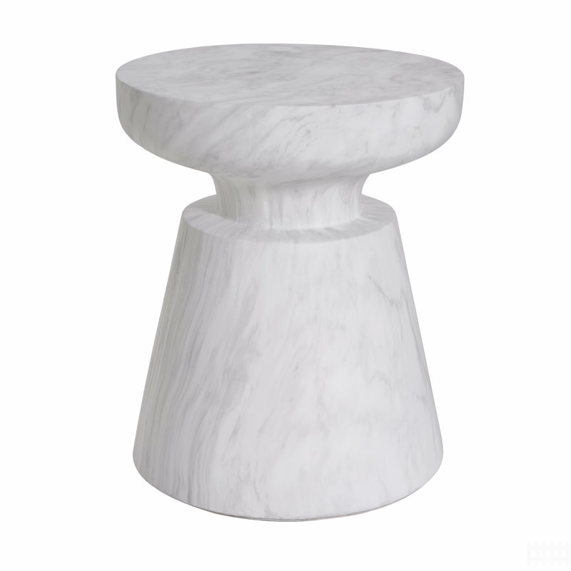 Table d'appoint d'extérieur en travertin Ponti, Blanc