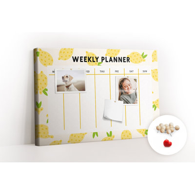 Wall Mounted bulletin board print wall art kitchen notice board home office corkboard Lemon planner