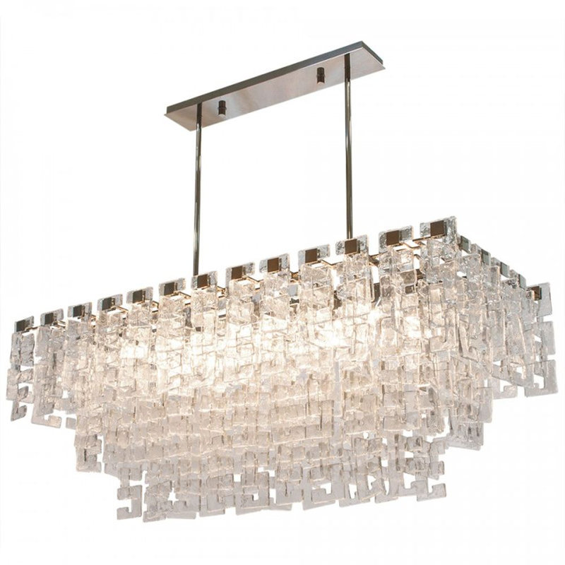 Lustre Venetian Light, Verre transparent et lisse, Chrome poli, 34" Length x 20" Width x 22" Height
