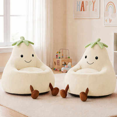 Kannon Cartoon Eggplant Bean Bag Chair, Kids Room Eggplant Sofa With Washable Sofa Cover Or Reading, Lounging And Watching TV
