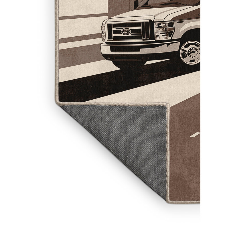Tapis beige moelleux moelleux pour ambulance de véhicule moderne - reliure beige, 3 X 5