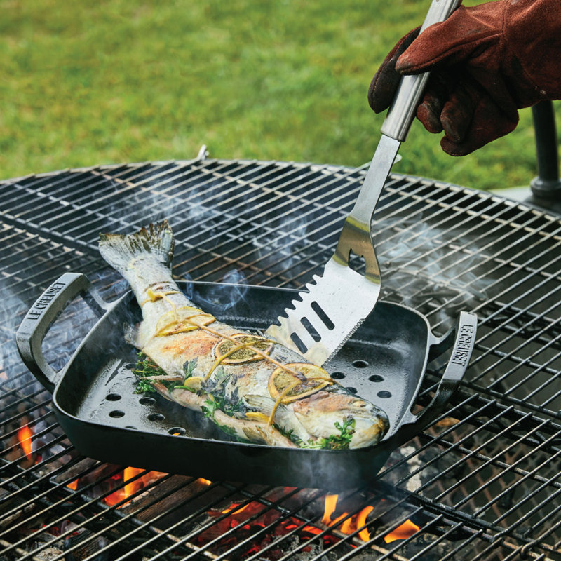 Le Creuset Alpine Outdoor Enameled Cast Iron Grill Basket, 12", Matte Black