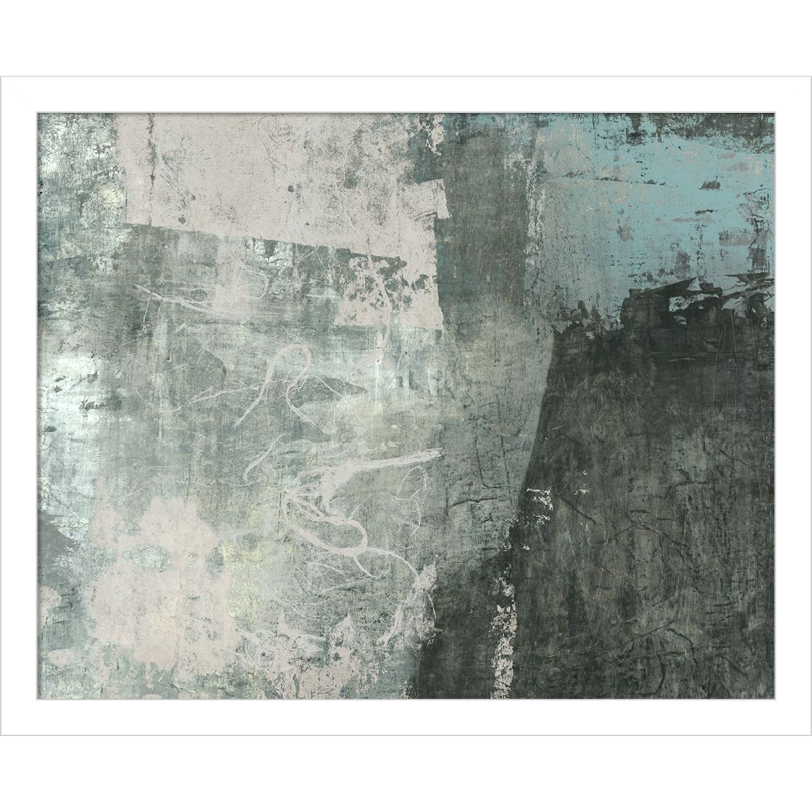 Fresno "Black and Grey and Blue I" Print, 14" H x 17" W, White