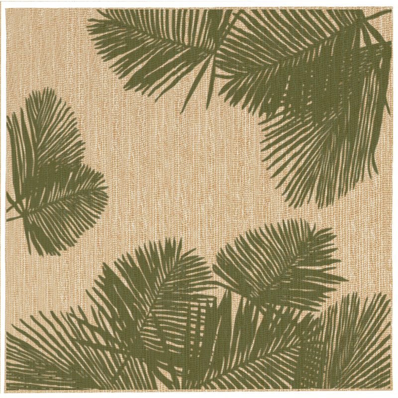Tapis floral intérieur / extérieur Ashwin, Carré 7 pi 10 po