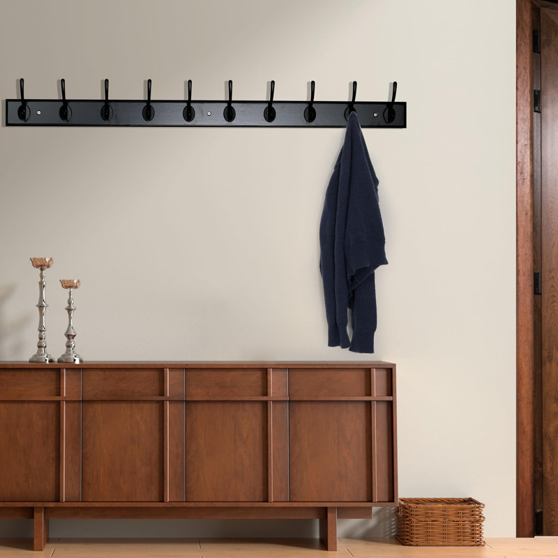 Metal Wall Mounted Required 10 - Hook Wall Mounted Coat Rack, Black