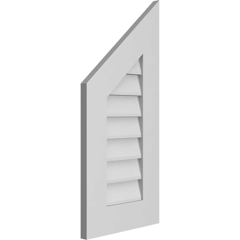 Half Peaked Left Surface Mount Signature Urethane Non-Functional Gable Vent 13/12 Pitch Primed Tan, 30" H x 14" W x 1" D
