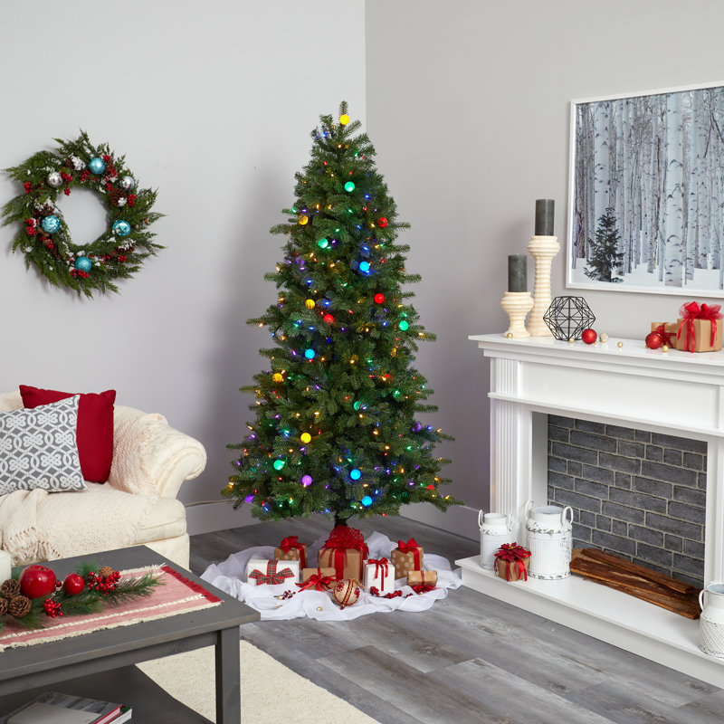 Lighted Artificial Fir Christmas Tree, 6.5' H