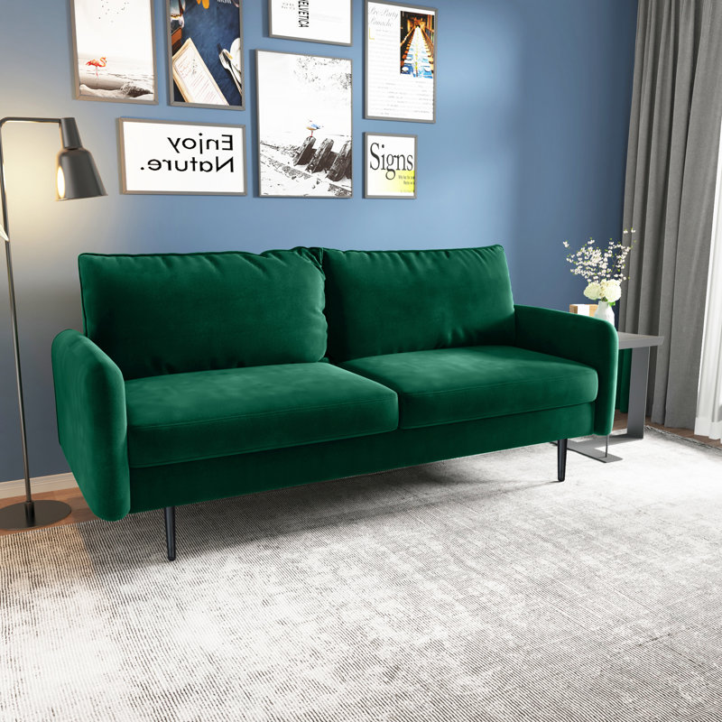 Canapé 70 po, Velours vert
