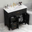 Ensemble de meuble-lavabo rétro 36 po - Lavabo en céramique - Structure en bois d'acacia - Conception rainurée - Compatible avec un robinet de 8 po?-229810349