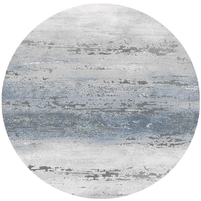 Tapis abstrait gris, Rond 7 pi 10 po