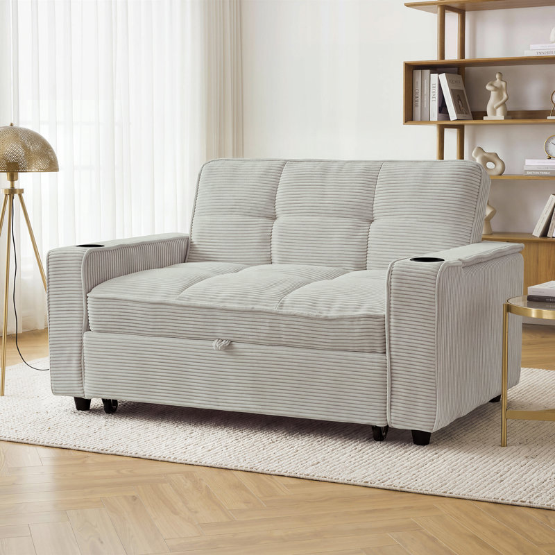 2 Seater Corduroy Sofa, Gray