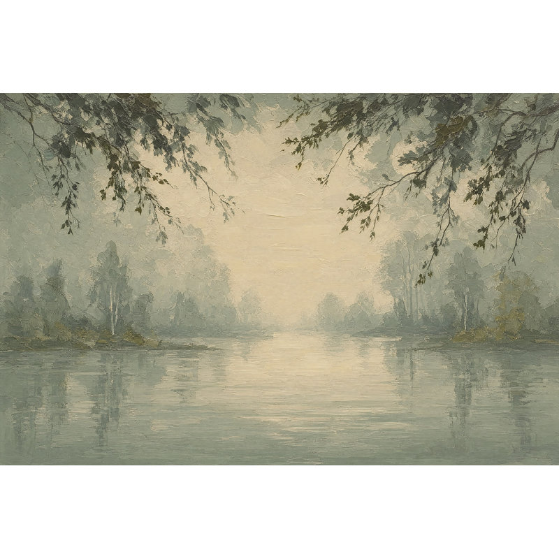 Papier peint Misty Lake Landscape, 200 po x 120 po, Peler et coller