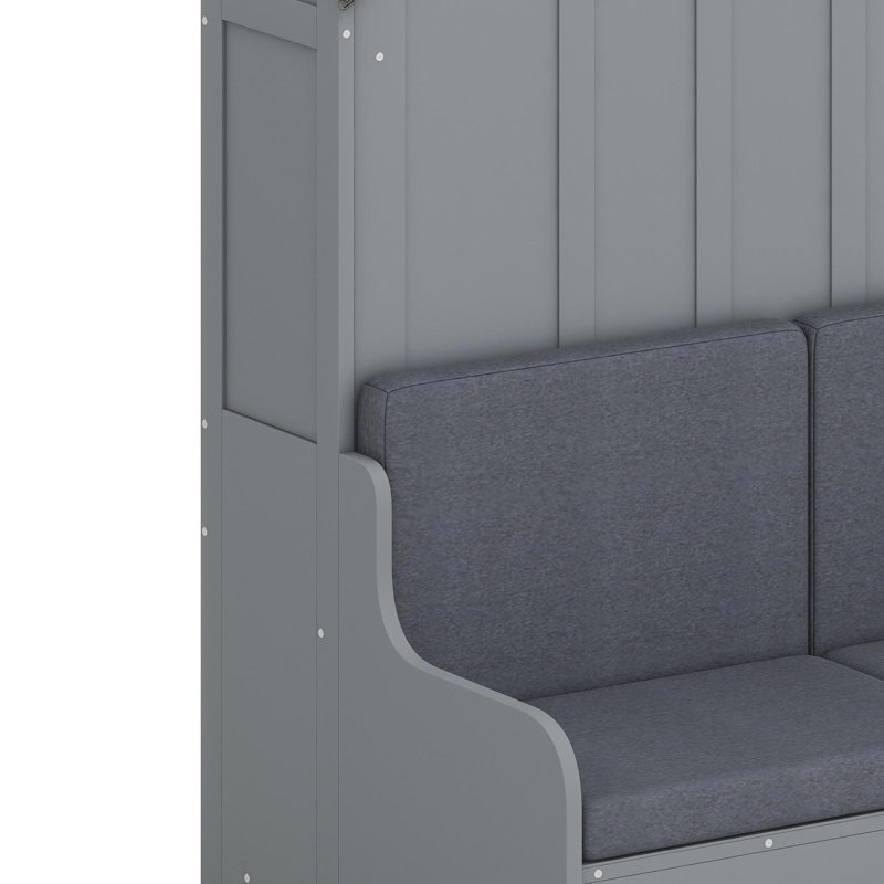 Lit escamotable mural avec coussin de tête de lit rembourré, Grey