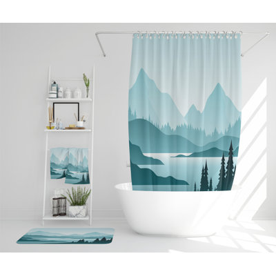 Nashom Polyester Shower Curtain Set
