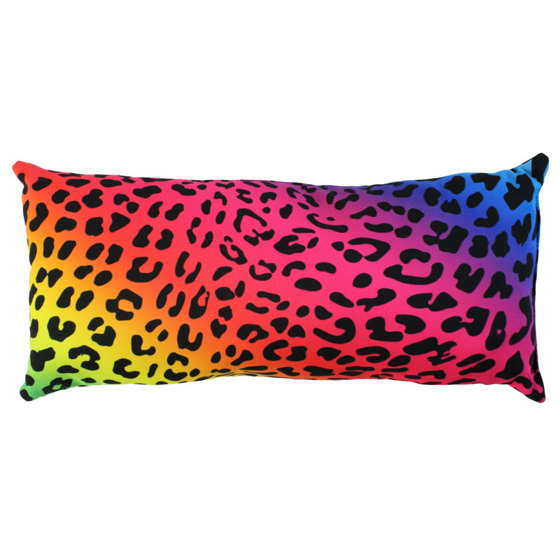 Animal Print Reversible Throw Pillow, Rainbow Gradient/Black