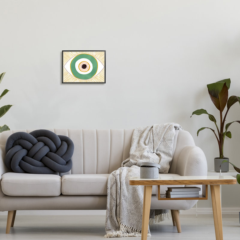 «Green Green Modern Evil Eye», encadré sur bois par Ziwei Li, impression, Noir, L 11 po x H 14 po