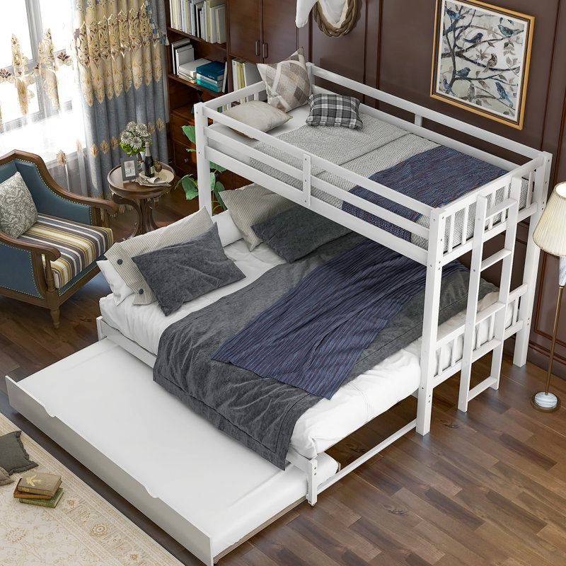 Lit superposé simple au-dessus d'un lit gigogne avec couchette en blanc, peu encombrant, garde-corps, guide d'assemblage pour couchette Rookies, couleur blanche, caractéristiques, placement à votre goût
