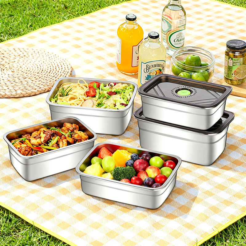 Contenants pour aliments avec couvercles hermétiques, allant au lave-vaisselle, organisateurs de cuisine écologiques de différentes tailles, paquet de 10 (argent)