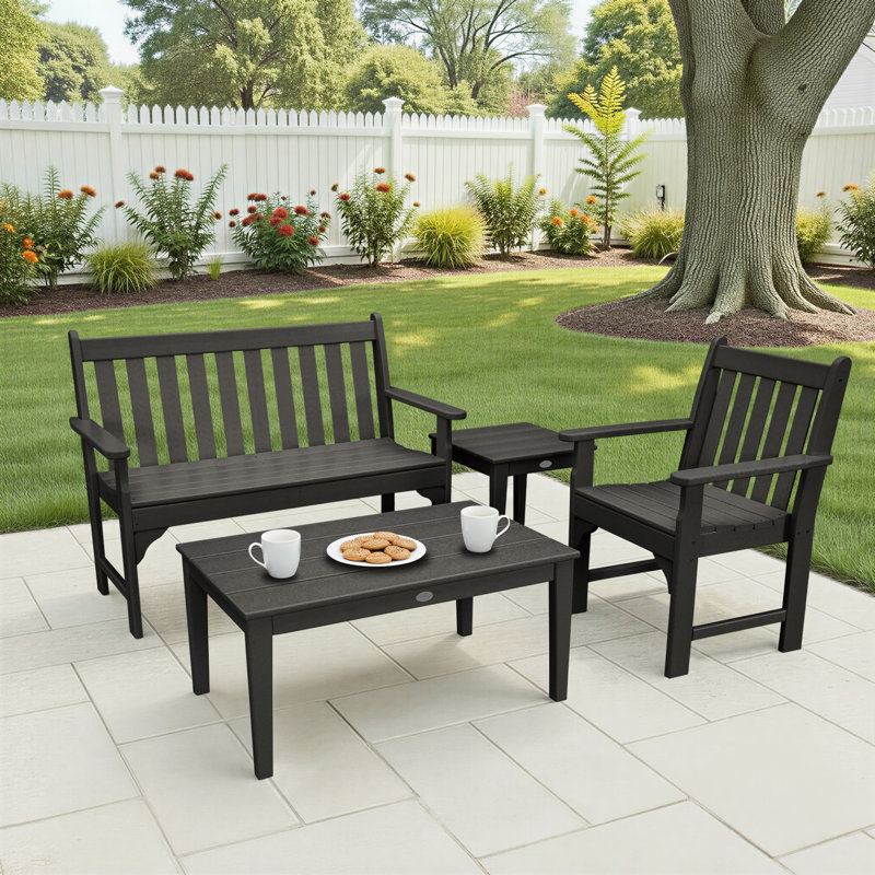 Vineyard4-Piece Bench Seating Set, Black