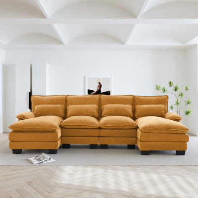 Chenille Sectional Sofa with Double Chaises by Latitude Run