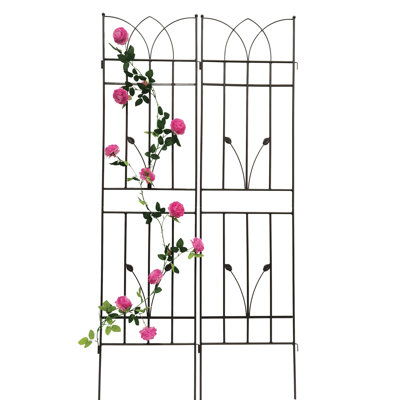 2 Pack Metal Garden Trellis 71" X 17.7", Brown, Rustproof, For Morning Glory, , Outdoor Flower Support, Easy Installation 71"X17.7" Supports Climbing Plants Such As Beans, Peas, To Assemble