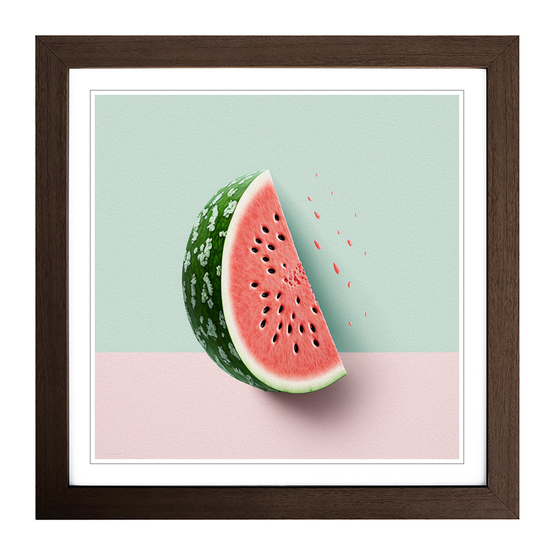 Watermelon Minimalism - Framed Print, Walnut