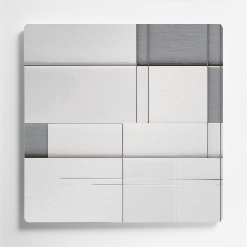 Minimalisme 15, art mural gris en métal, H 12 po x l 12 po
