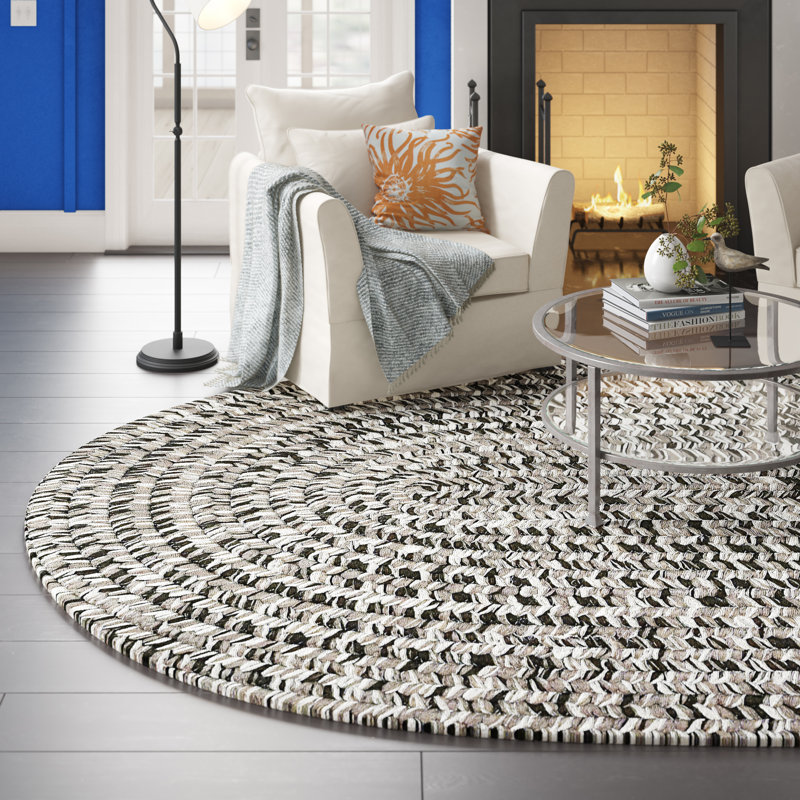 Tapis intérieur / extérieur Alnajjar - noir, Ovale 7 po x 9 po