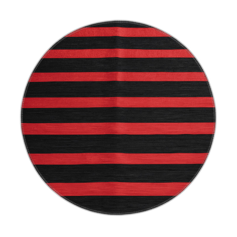 Tapis intérieur / extérieur noir HorizontalStripes, Rond 5 pi