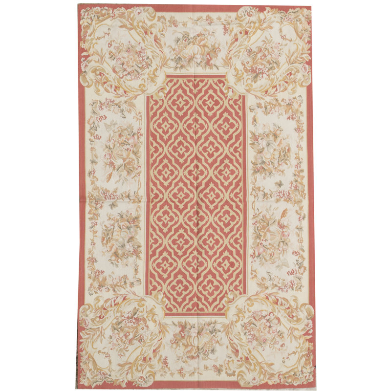 Hand-Knotted High-Quality Rust and Beige Area Rug