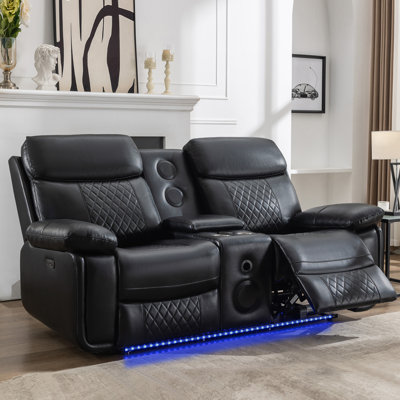 Alilyssi 37"" Wide Faux Leather Power Home Theater Recliner -  LEVIN, LEVIN-171BLACK-2