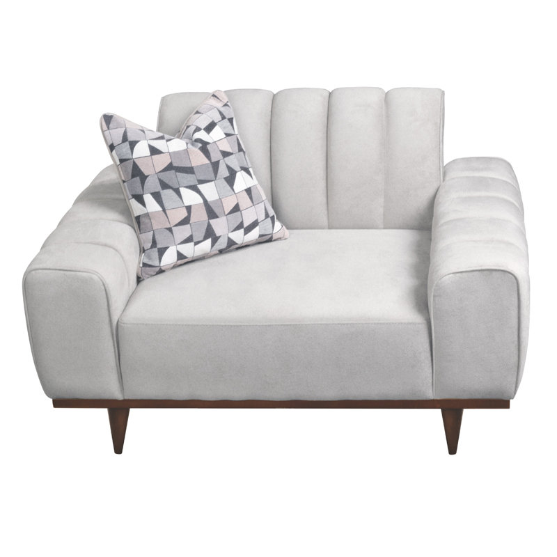 Chaise et demi Balboa - Coquillage gris / noyer chaud