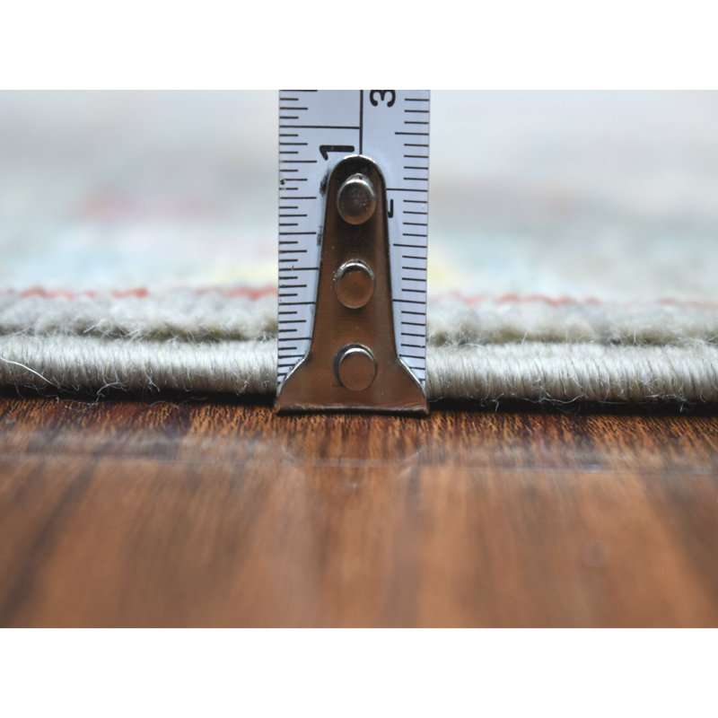 Tapis décoratif en laine noué à la main gris de conception unique 6 pi 2 po x 9 pi 2 po Beigenwald