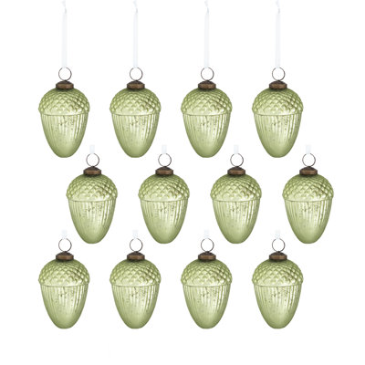 Ornement en forme d'arbre de Noël à suspendre 2,3 x 2,3 x 3,5 po, décorations en verre pour décorations de fêtes, lot de 12