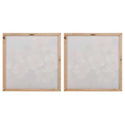 Flowers 40% Hand Painted Set 2 Canvas 60X3X60 Cm - 2 Piece Wrapped Canvas Print Set