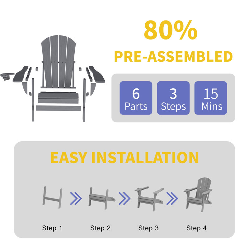 Folding Adirondack Chair, HDPE Adirondack Chair