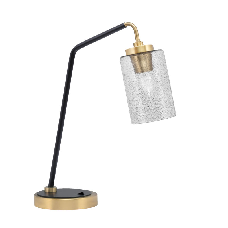 Lampe de bureau en acier inoxydable Arshan, Noir mat / laiton