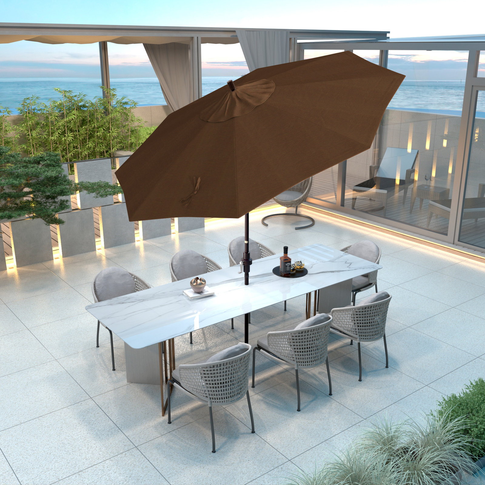 9' Umbrella, Teak Performance
