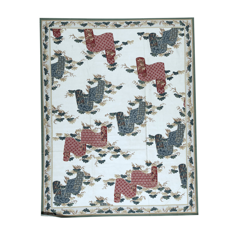 Tapis ivoire et taupe noué à la main de haute qualité