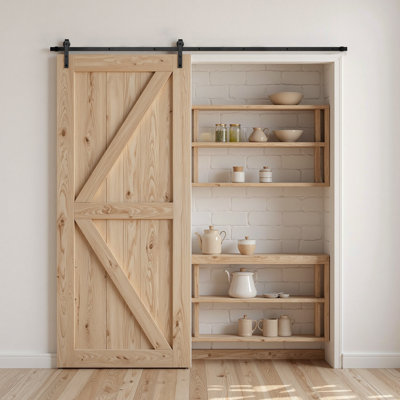 10FT Sliding Barn Door Hardware Kit for Single Sliding Barn Door J-shape