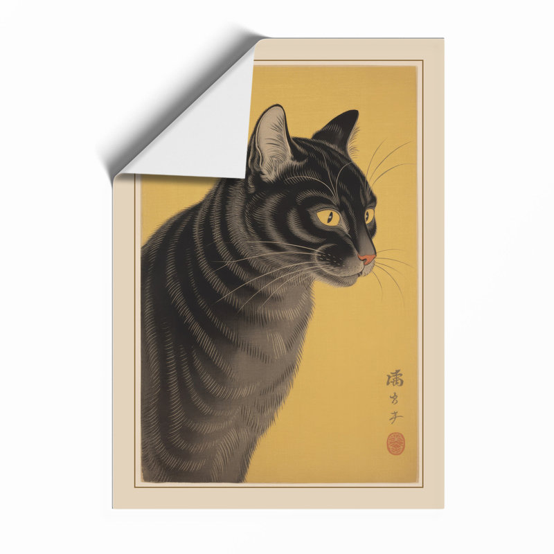 Tabby Portrait Japandi - Framed Print, Unframed, A1 - 84.1 x 59.4 cm