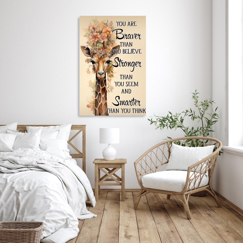Girafe «You Are Braver», reproduction d'art graphique sur toile tendue, H 20 po x l 16 po x P 1,25 po