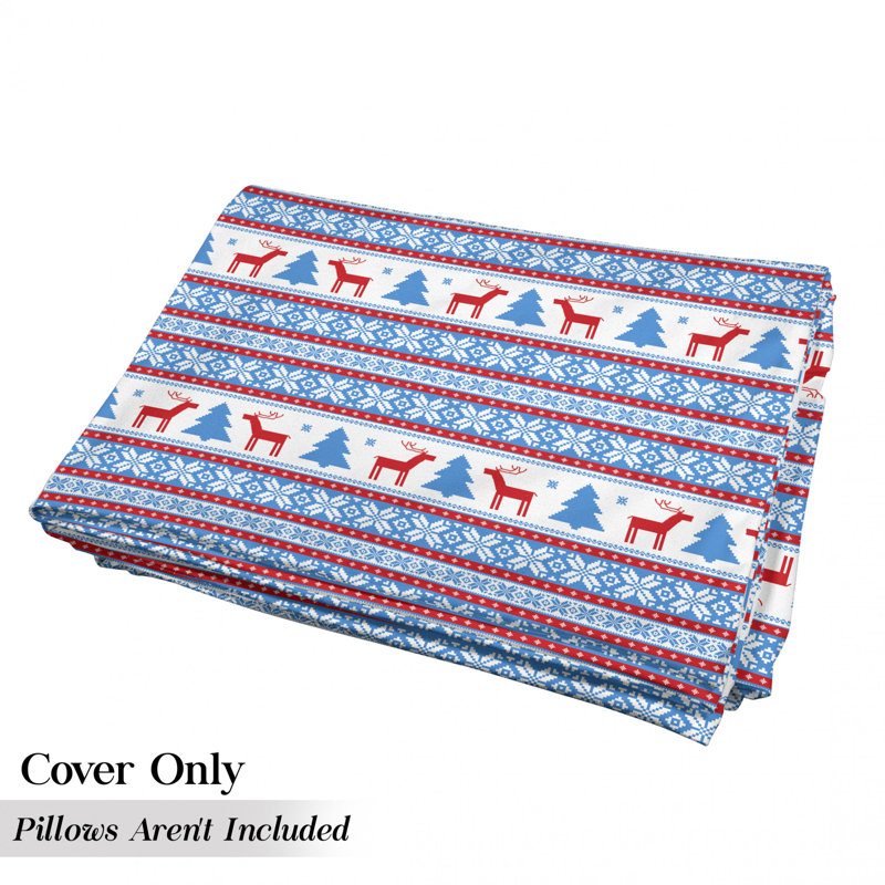 Housse de coussin d'extérieur en tricot Folkloric, H 2 po x l 36 po x P 88 po, Rouge / Bleu