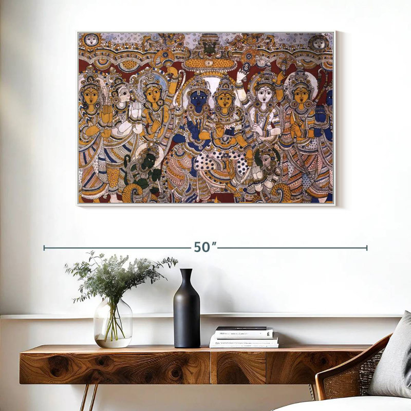 Mythes indiens Rama et Sita, 40 po x 27 po, Cadre flottant blanc