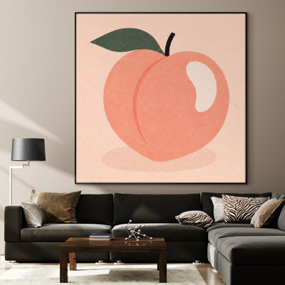 Extra Large Wall Art Fabric Print - Minimalist Peach for Living Room or Bedroom - "Frame Assembly Required (Unfinished Frame)"