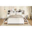 Lit simple en bois blanc avec bibliothèque allongée et six tiroirs, prise de charge pour les besoins de la vie moderne, polyvalent dans n'importe quelle chambre à coucher, espace de rangement
