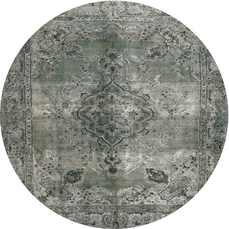 Tapis contemporain gris / gris anthracite, Rond 5 pi