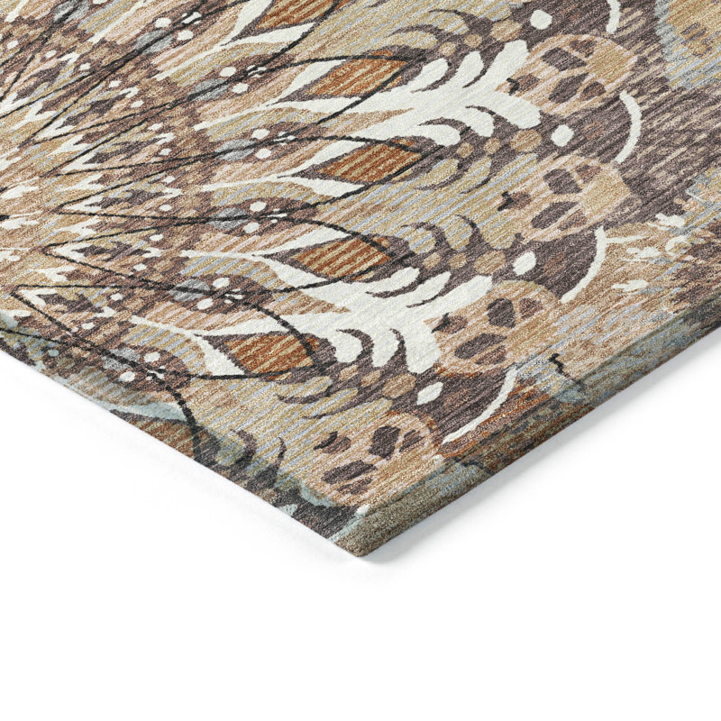 Tapis motif cachemire intérieur / extérieur lavable à la machine ACN2335, Rectangle 9 pi x 12 pi